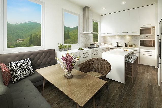 Vista zona social casas Amaranto.