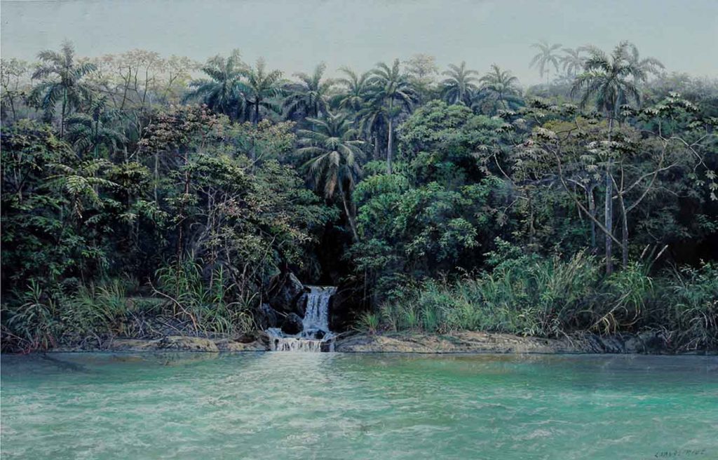 Pequeño tributo al rio, de 100 x 150 cm. Obra de Carlos Ríos, de la galería mexicana Alfredo Ginocchio, en BARCÚ.