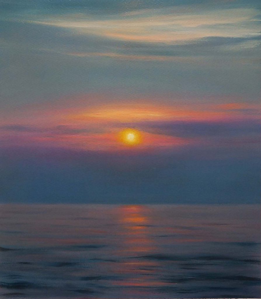 ‘Sunset over open water’, 2011. Óleo sobre papel. 76.2 x 56 cm. Fotografía: cortesía.