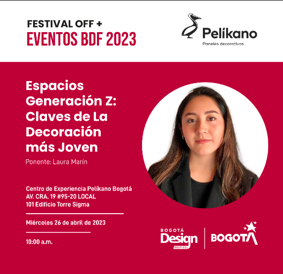 En el marco del Festival Off se realizará la charla Espacios Generación Z: Claves de la Decoración más Joven, dictada por Laura Marín. Se realizará en el Centro de Experiencia Pelíkano Bogotá en el edificio Torre Sigma, a las 10 am. Imagen: cortesía: BDF.
