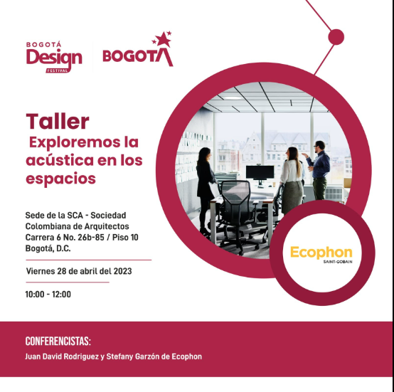 Taller 'Exploremos la Acústica en los Espacios', en la sede de la Sociedad Colombiana de Arquitectos (cra. 6 nro. 26b-85/piso10), el viernes 28 de abril de 10 am a 12m. Imagen: cortesía BDF.