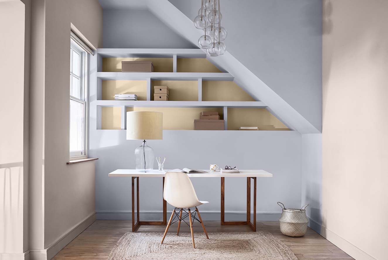 Los tonos de esta paleta compuesta por ocres modernos y suaves pasteles generan una sensación de energía. Fotografía: cortesía Pintuco.