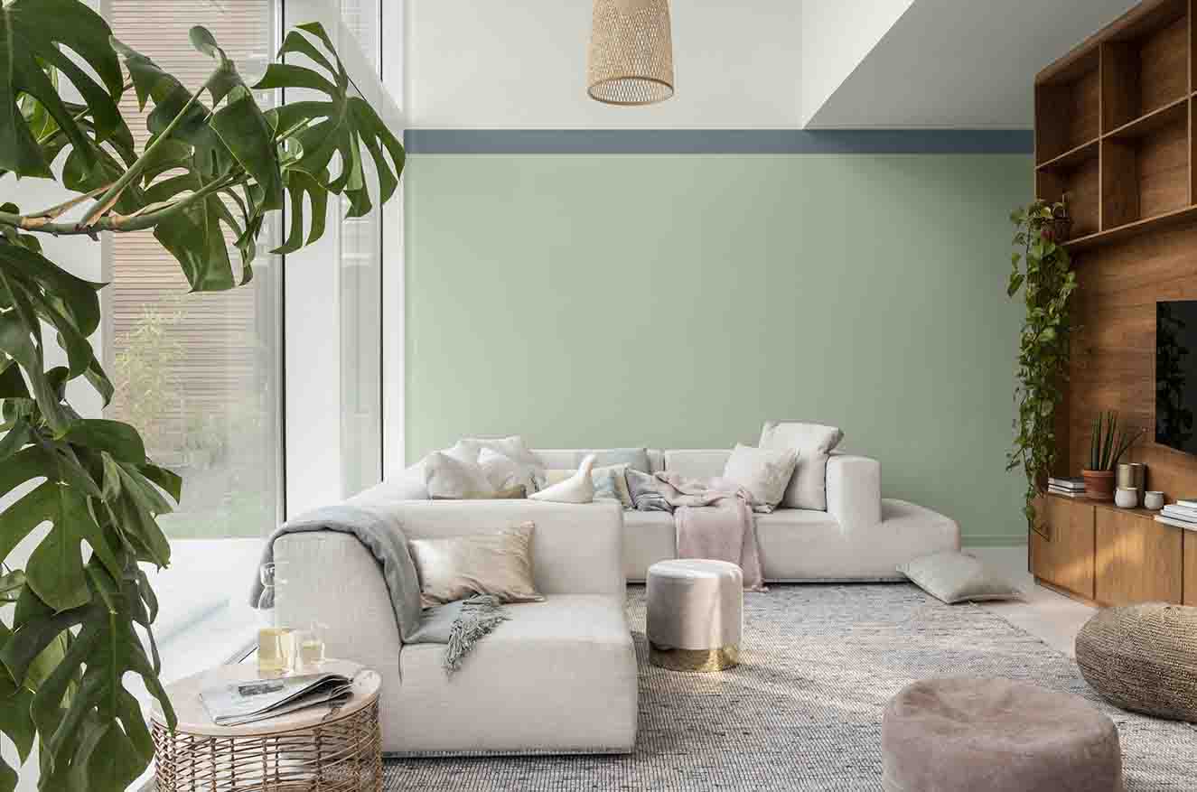 La Paleta de Paz Interior refleja los colores de la naturaleza: tonos suaves de azul y verde para crear una sensación de calma y claridad. Fotografía: cortesía Pintuco.